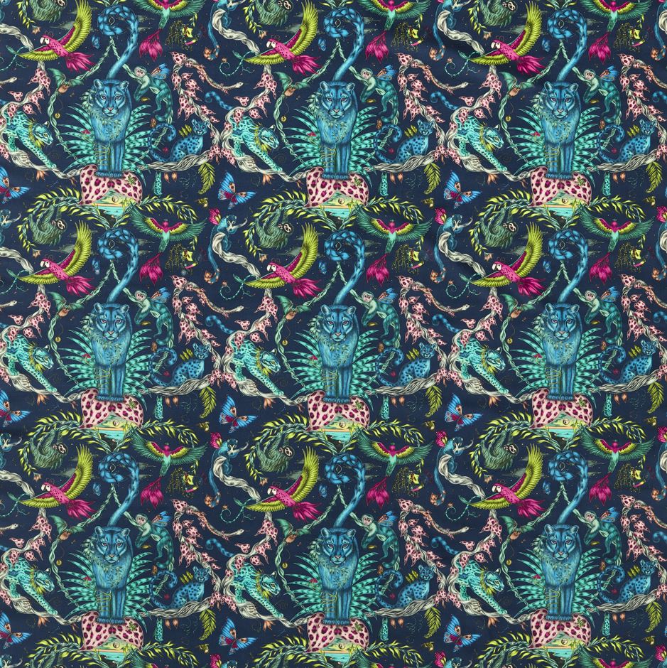 Emma J Shipley Mythica Bosque Dreams Velvet Navy Fabric