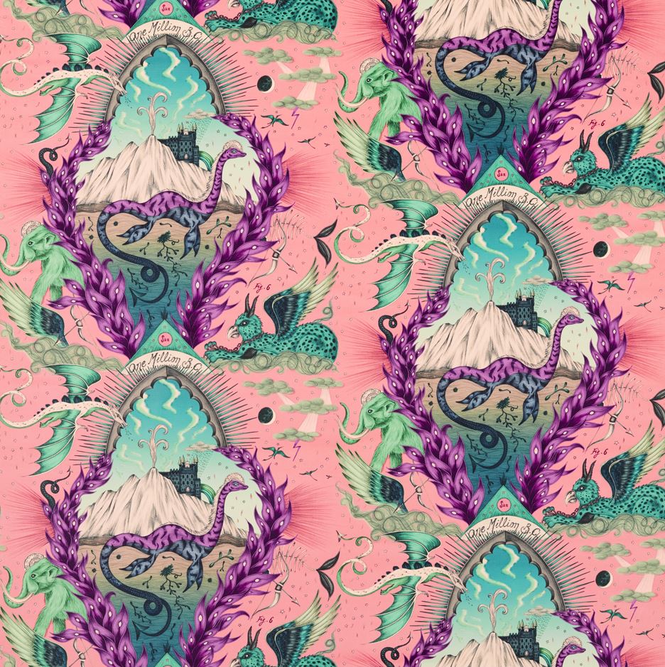 Emma J Shipley Mythica Highlandia Pink Fabric