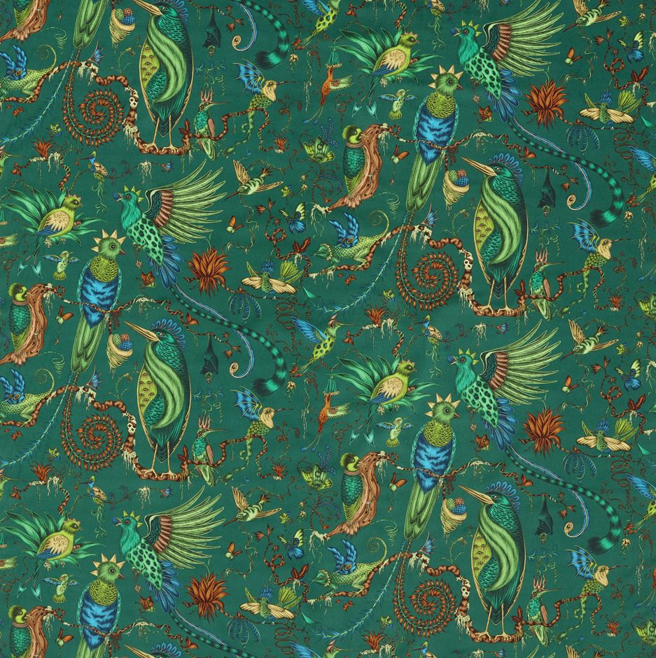 Emma J Shipley Mythica Quetzal Velvet Teal Fabric