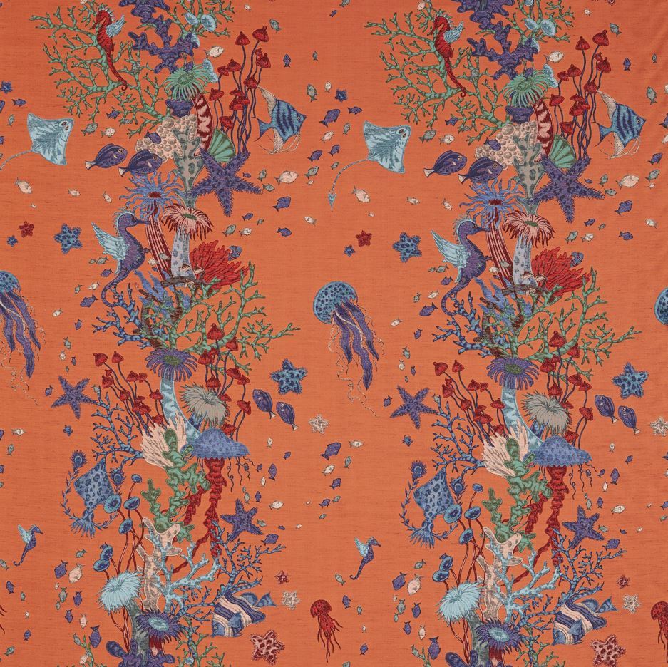 Emma J Shipley Mythica Seaforest Jacquard Peach Fabric