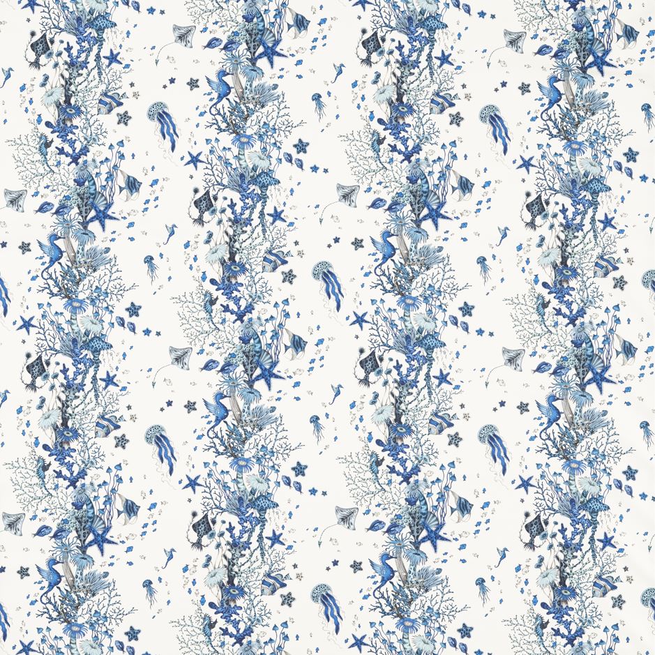 Emma J Shipley Mythica Seaforest Print Blue Fabric