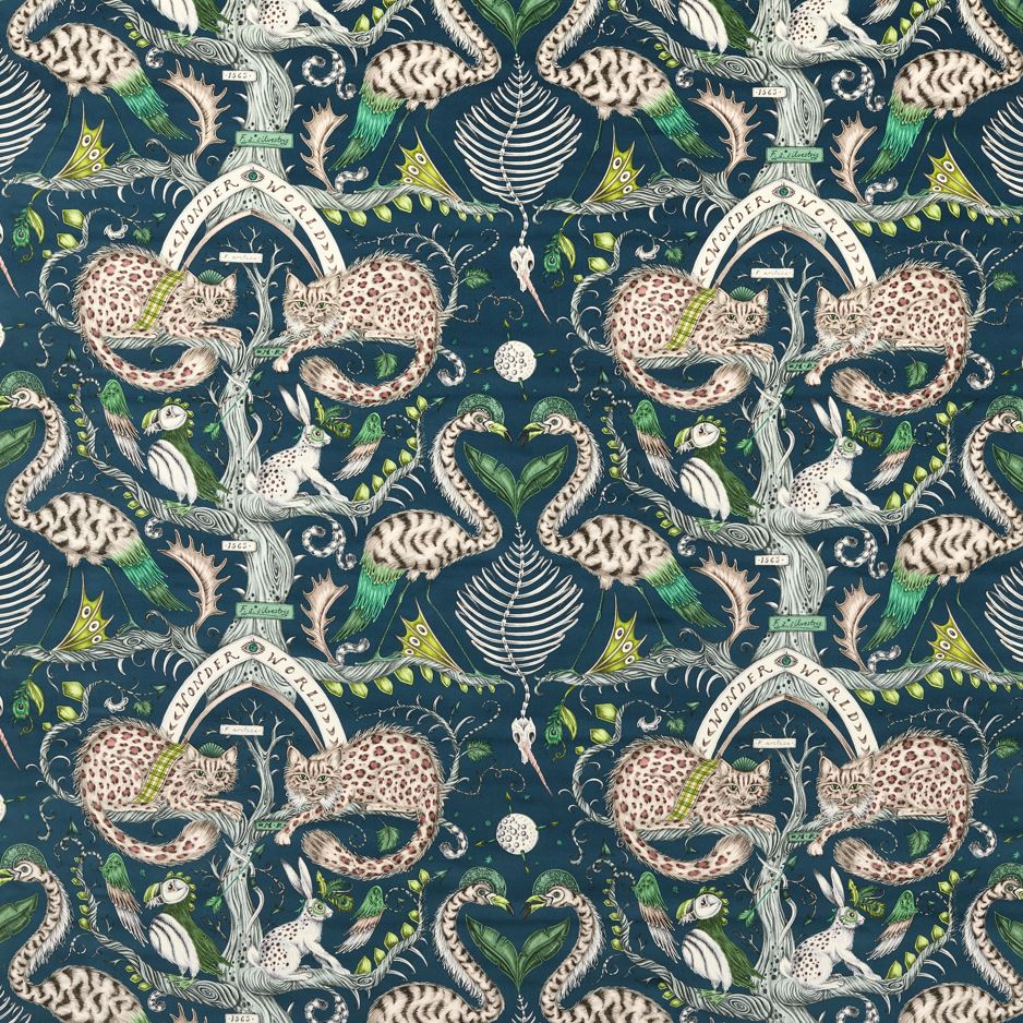 Emma J Shipley Mythica Wonder World Velvet Teal Fabric