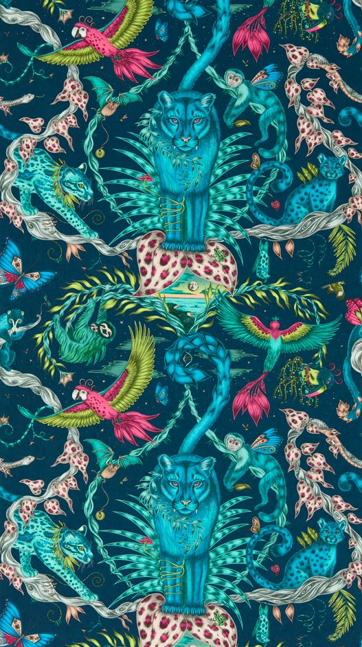 Emma J Shipley Mythica Bosque Dreams Navy Wallpaper