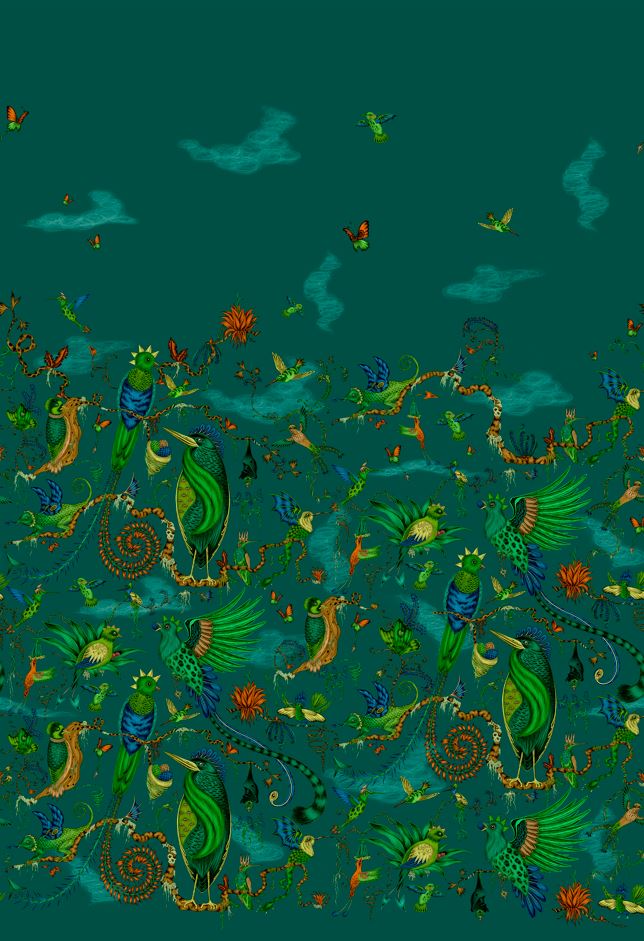 Emma J Shipley Mythica Cloud Forest Teal Wallpaper