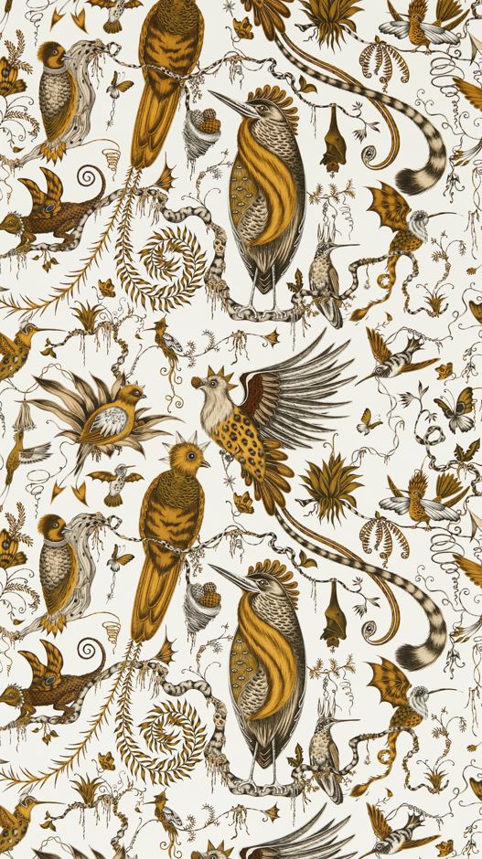 Emma J Shipley Mythica Quetzal Gold Wallpaper