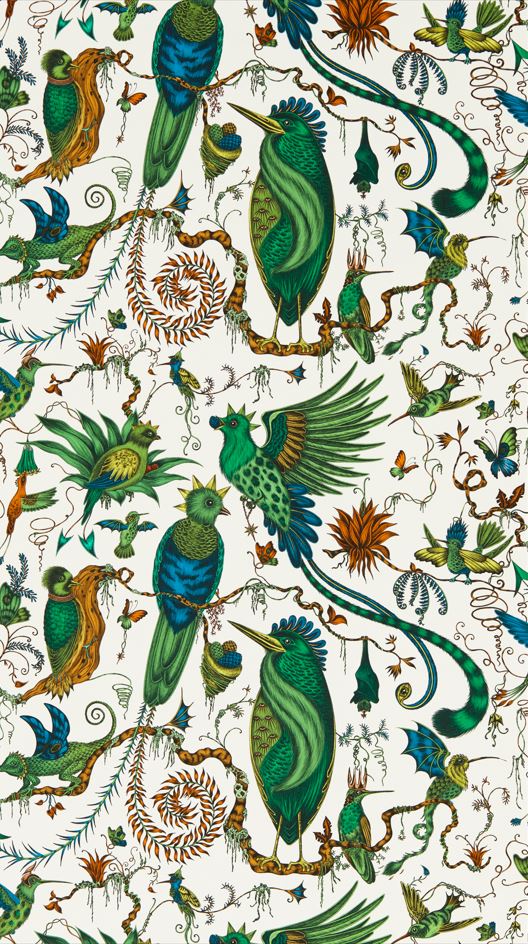 Emma J Shipley Mythica Quetzal Green Wallpaper