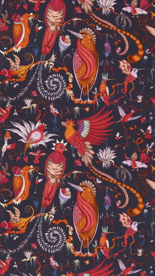 Emma J Shipley Mythica Quetzal Violet Wallpaper