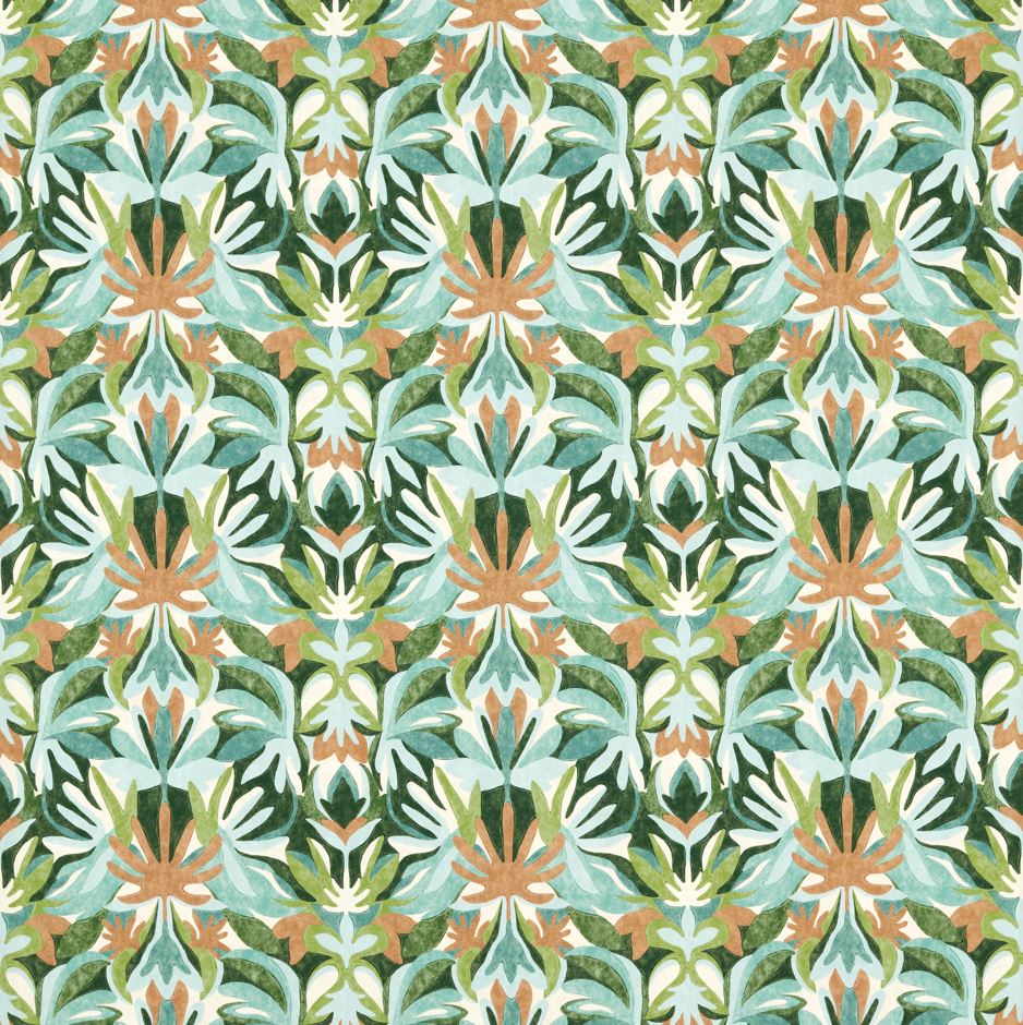 Harlequin Indoor Outdoor Prints Melora Fig Leaf/Paprika/Azul Fabric