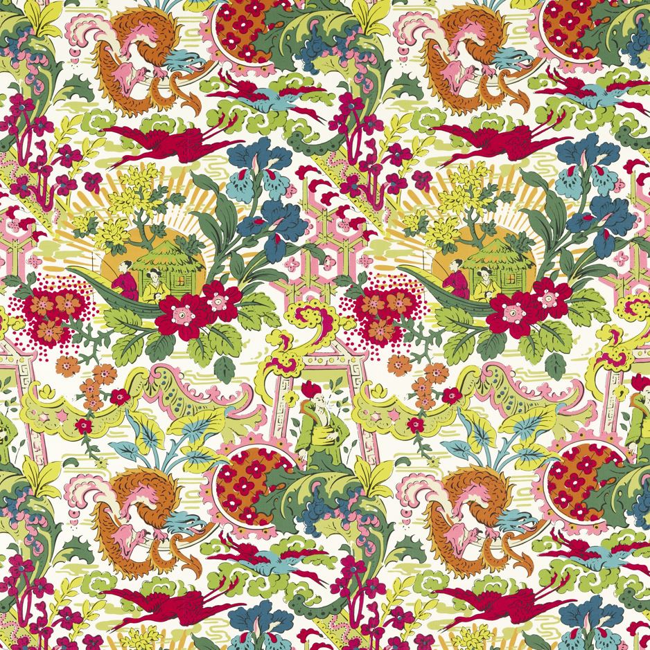 Harlequin Indoor Outdoor Prints Shenlong Pomegranate/Grounded/Incense Fabric