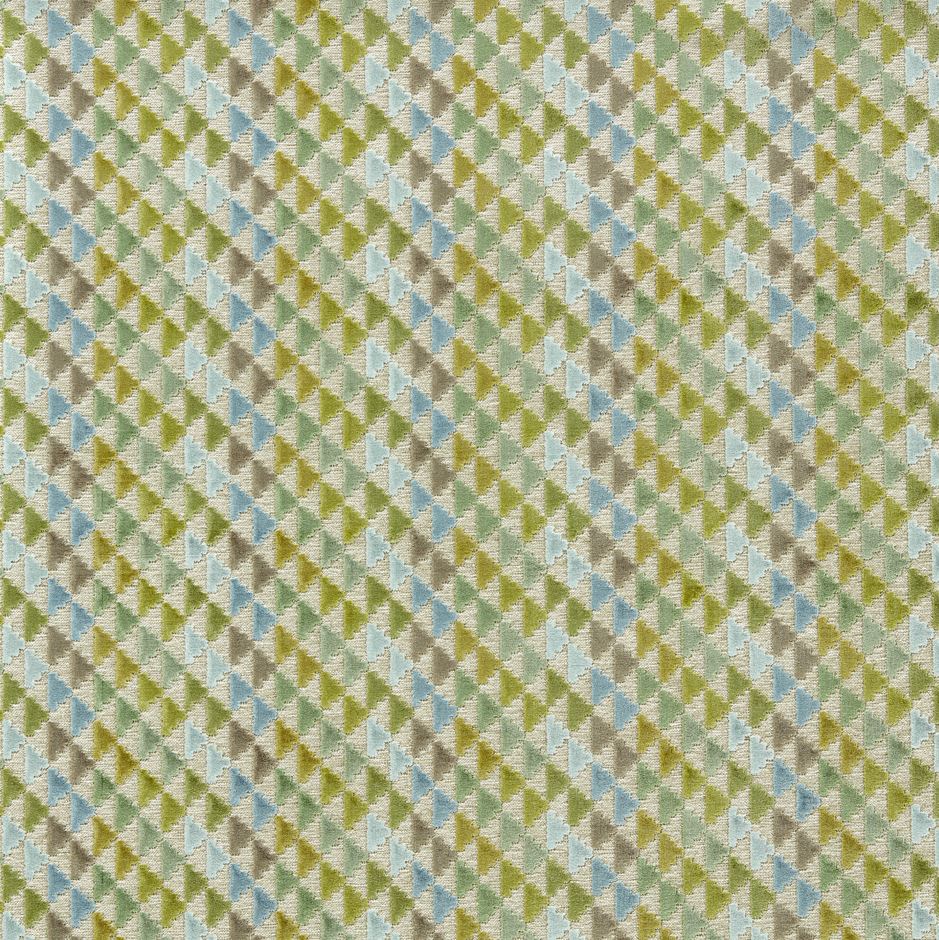 Harlequin Reflect Velvets Vidi Kelly/Sky/Linen Fabric