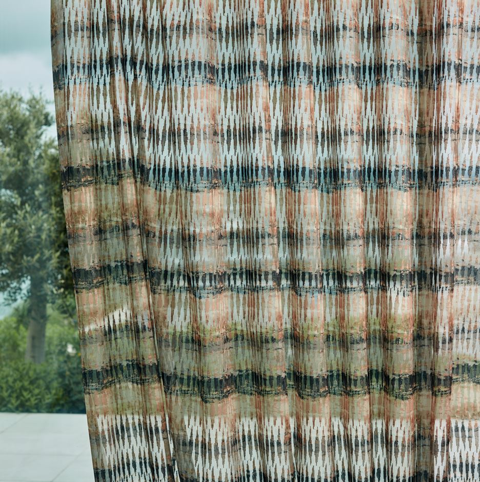Harlequin Sheers 1 Kiyoshi Copper/Charcoal Fabric
