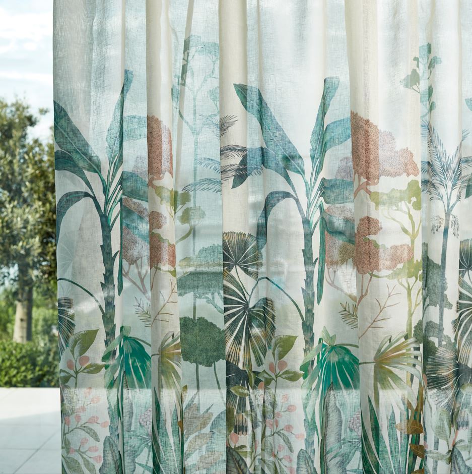 Harlequin Sheers 1 Floreana Bleached Coral/Succulent Fabric