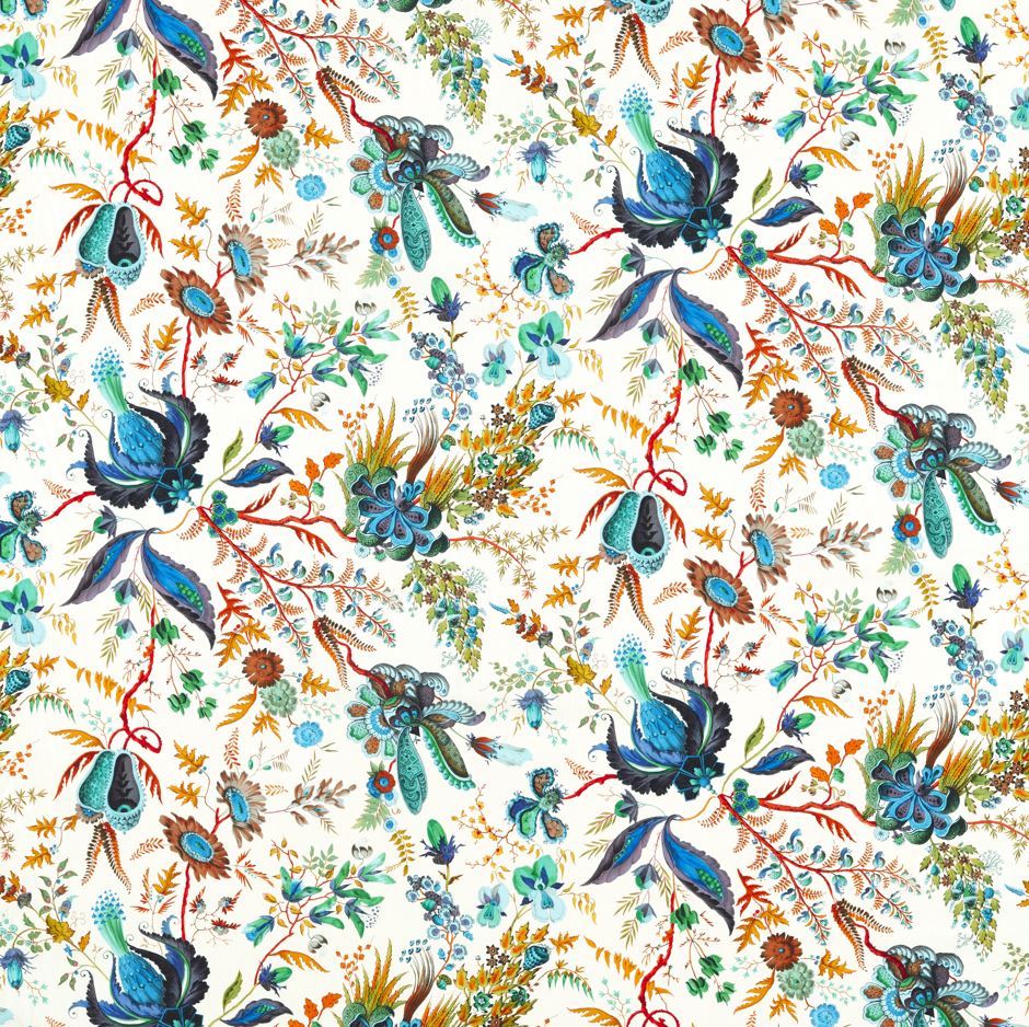 Harlequin x Sophie Robinson Wonderland Floral Lapis/Emerald/Carnelian Fabric
