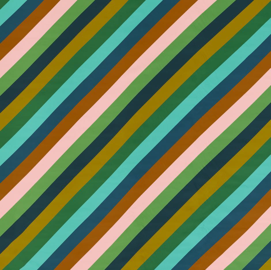 Harlequin x Sophie Robinson Sherbet Stripe Velvet Emerald/Amber/Rose Fabric