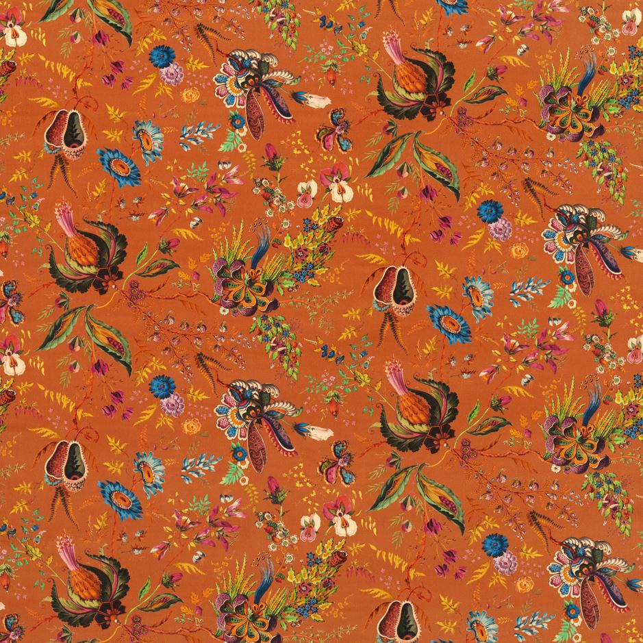Harlequin x Sophie Robinson Wonderland Floral Velvet Amber/Lapis/Ruby Fabric