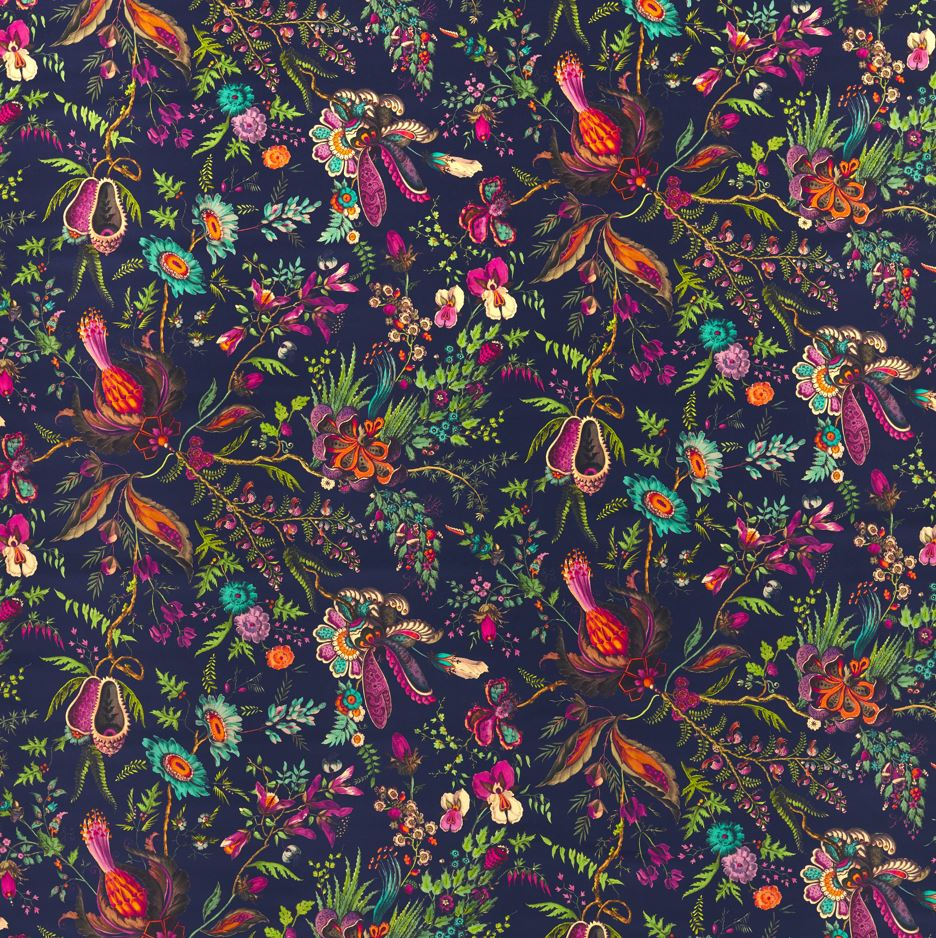 Harlequin x Sophie Robinson Wonderland Floral Velvet Sapphire/Spinel/Emerald Fabric