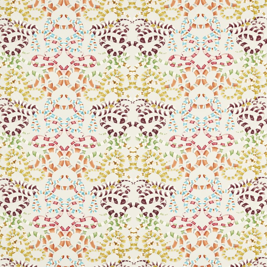 Harlequin Colour 3 Serpenti Print Bleached Coral/Paprika/Azul Fabric