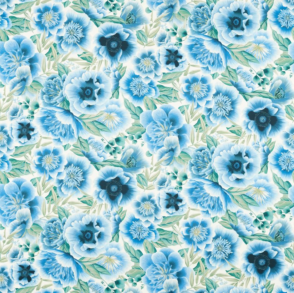 Harlequin x Diane Hill Marsha Satin Delft/Lagoon/Porcelain Fabric