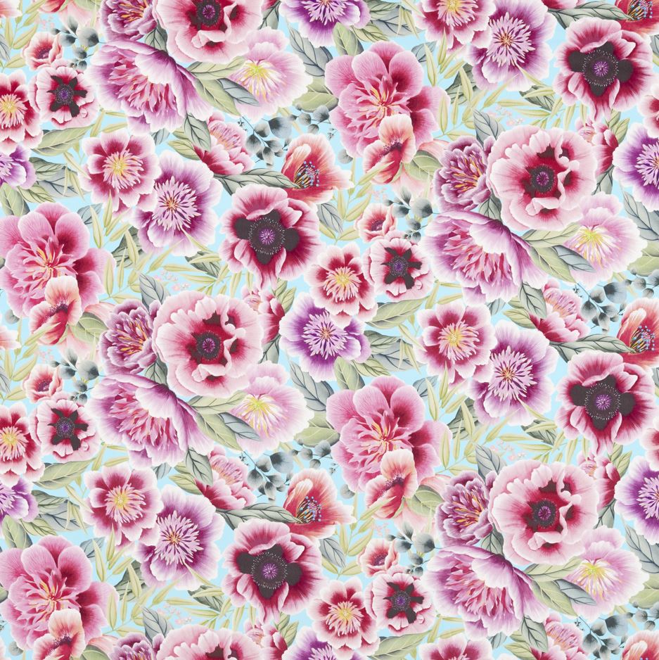 Harlequin x Diane Hill Marsha Velvet Aqua/Peony/Magenta Fabric
