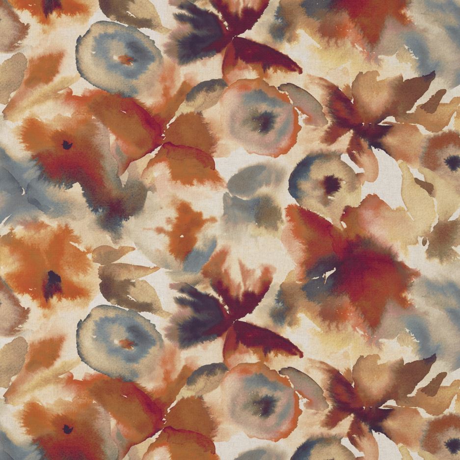 Harlequin Colour 2 Flores Rust/Ruby/Nordic Blue Fabric