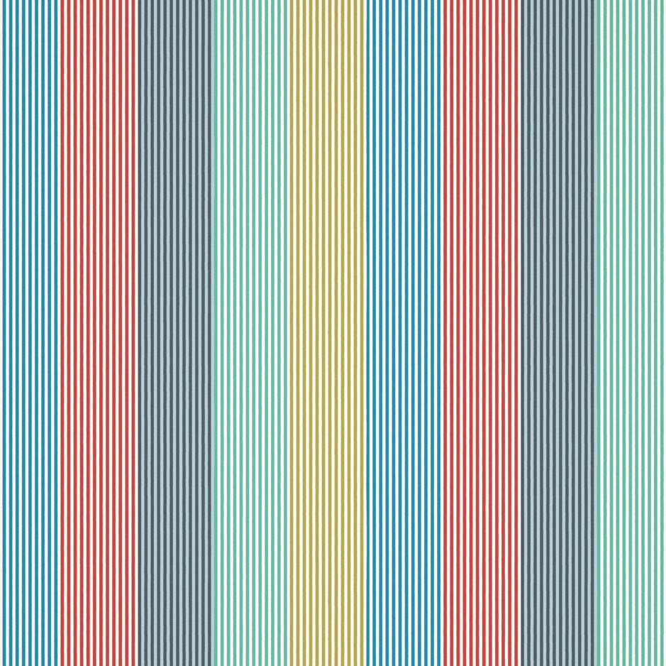 Harlequin Funfair Stripe Ink/Aqua/Kiwi/Marine/Poppy Fabric