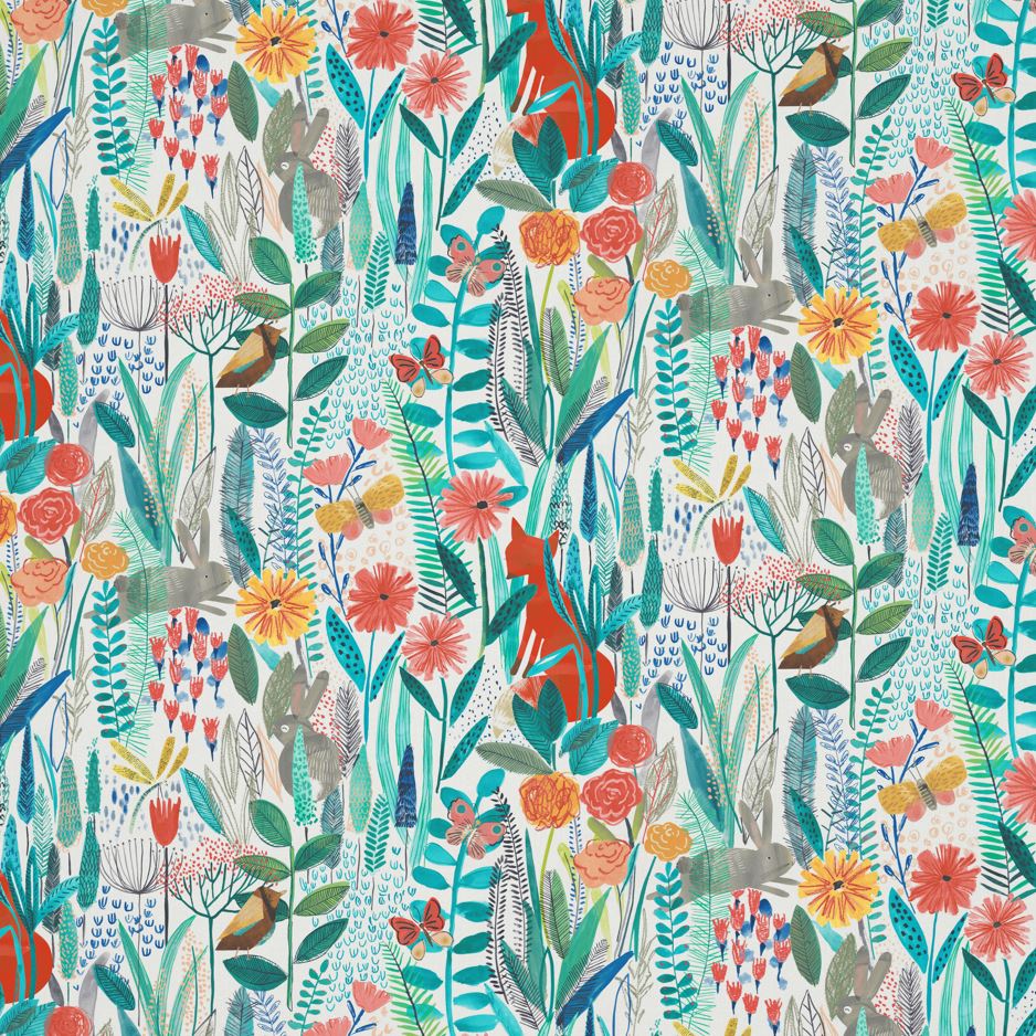 Harlequin Hide And Seek Poppy/Marine/Ochre Fabric