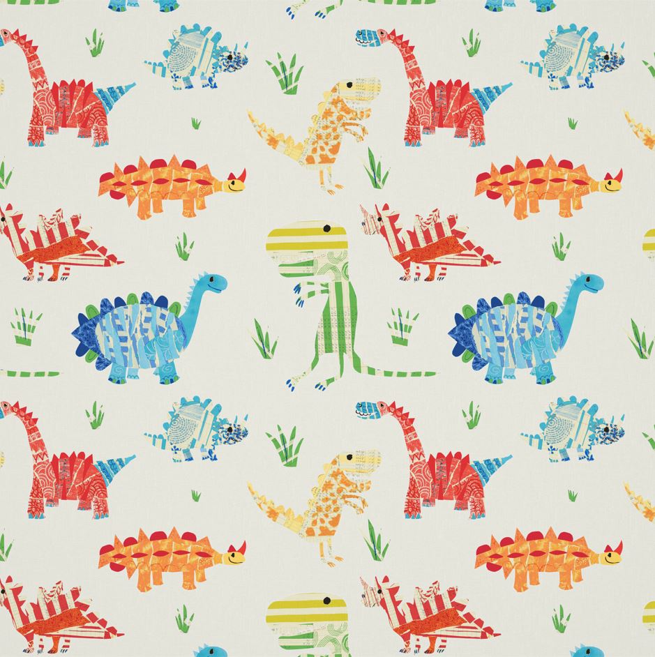 Harlequin Jolly Jurassic Aqua/Tangerine/Apple Fabric