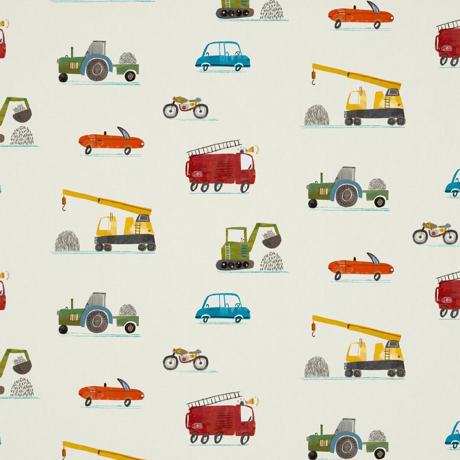 Harlequin Just Keep Trucking Tomato/Marine/Gecko Fabric
