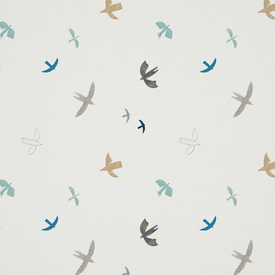 Harlequin Skies Above Duck Egg/Linen Fabric
