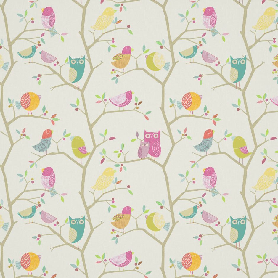 Harlequin What A Hoot Pink/Aquamarine/Natural Fabric