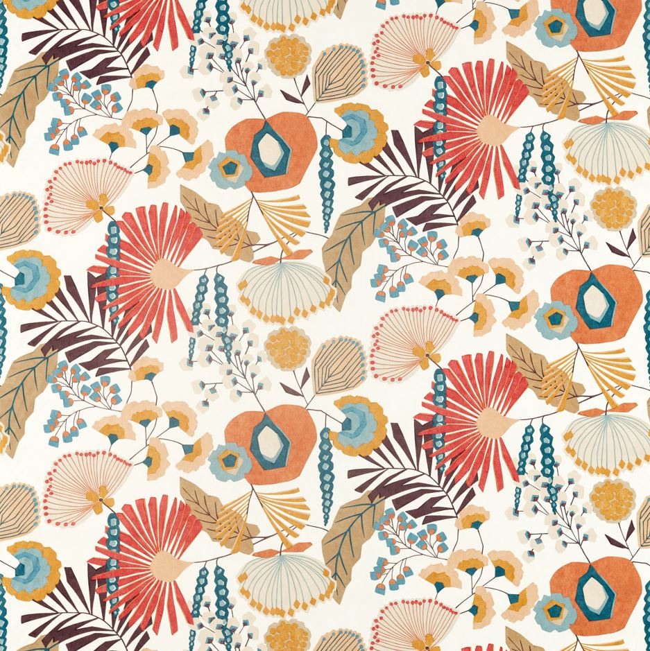 Harlequin Salinas Prints & Weaves Zavala Russet/Navy/Lagoon Fabric
