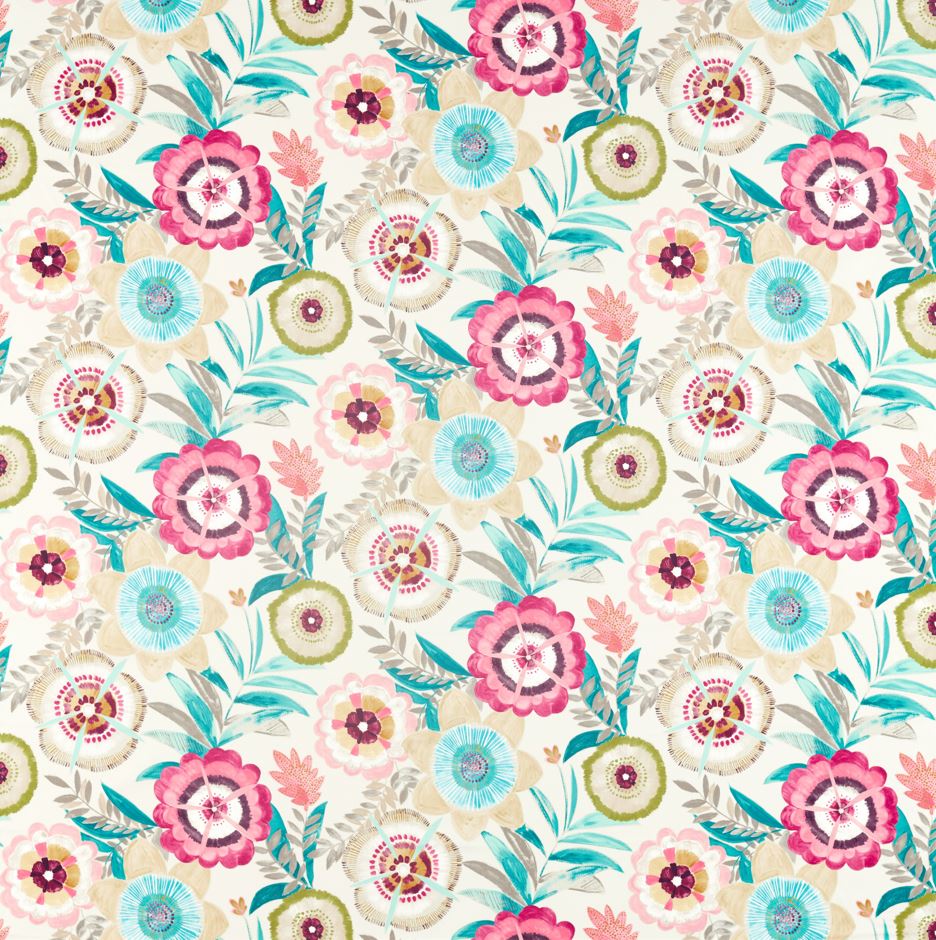 Harlequin Salinas Prints & Weaves Komovi Azalea/Fern/Lagoon Fabric