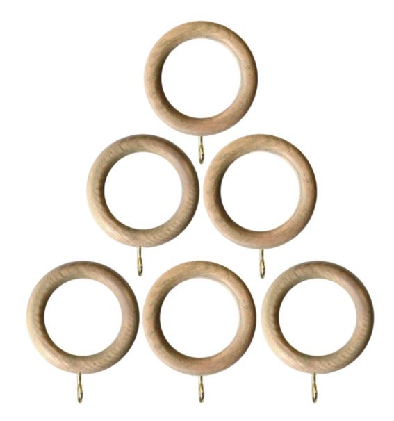 Laura Ashley Mitchell 28mm Wooden Curtain Pole Rings Washed Oak