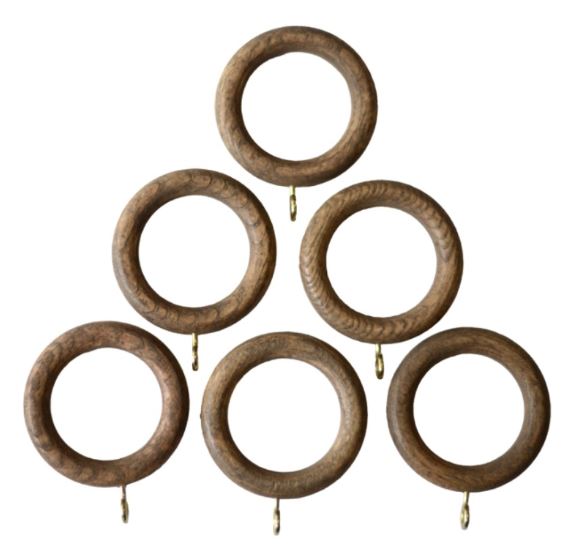 Laura Ashley Mitchell 28mm Wooden Curtain Pole Rings Light Chestnut
