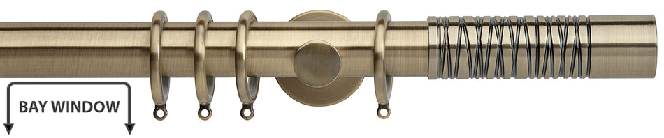 Neo Premium 35mm Bay Window Pole Spun Brass Wired Barrel