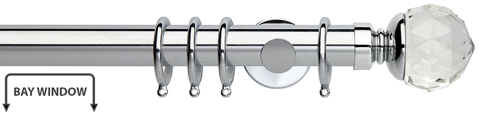 Neo Premium 35mm Bay Window Pole Chrome Clear Faceted Ball