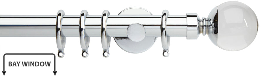 Neo Premium 28mm Bay Window Pole Chrome Clear Ball