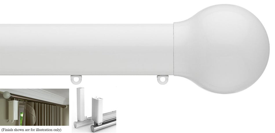 Silent Gliss Electric Metropole 50mm 7650 5190 Motor White Ball Finial