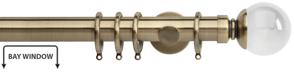 Neo Premium 35mm Bay Window Pole Spun Brass Clear Ball