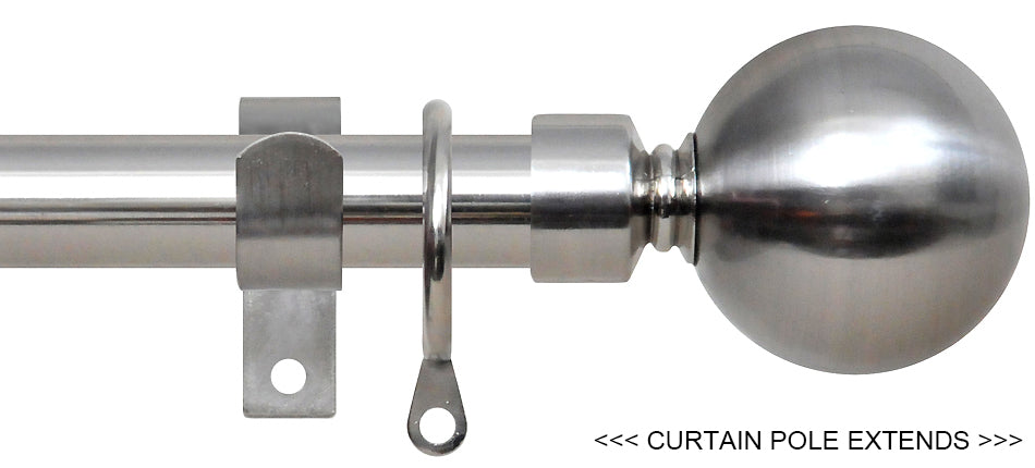 Renaissance 19/16mm Extensis Extendable Curtain Pole Brushed Nickel, Ball