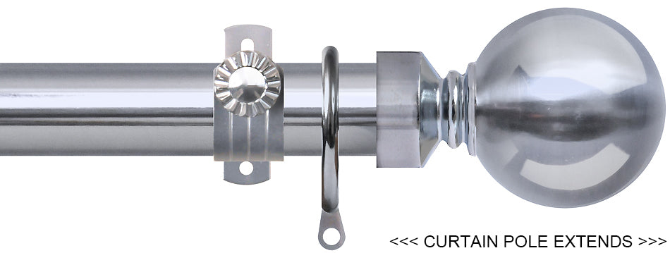 Renaissance 28/25mm Extensis Extendable Curtain Pole Chrome, Ball