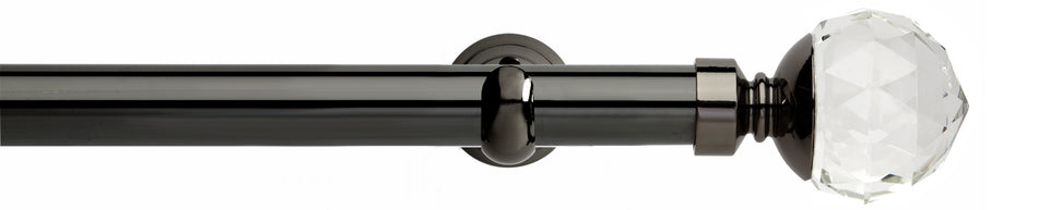Neo Premium 28mm Eyelet Pole Black Nickel Cup Clear Faceted Ball