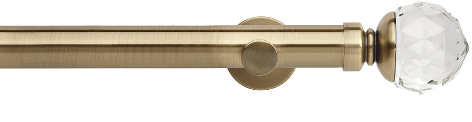 Neo Premium 35mm Eyelet Pole Spun Brass Clear Faceted Ball