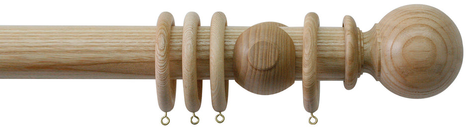 Jones Oakham 50mm Handcrafted Wood Pole Limed, Ball