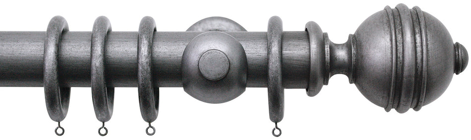 Jones Florentine 48mm Pole, Cup, Pewter, Ribbed Ball