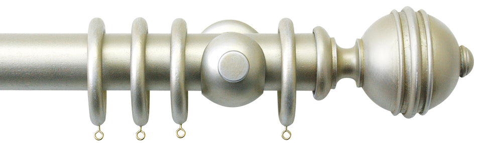 Jones Florentine 48mm Pole, Cup, Champagne Silver, Ribbed Ball