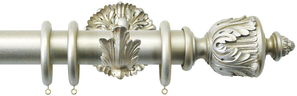 Jones Florentine 48mm Pole, Acanthus, Champagne Silver, Acanthus