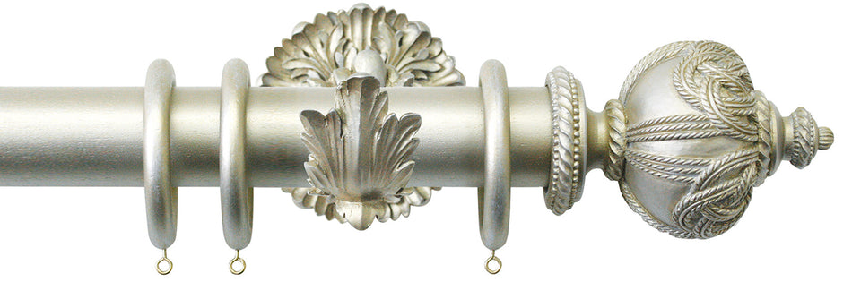 Jones Florentine 48mm Pole, Acanthus, Champagne Silver, Rope