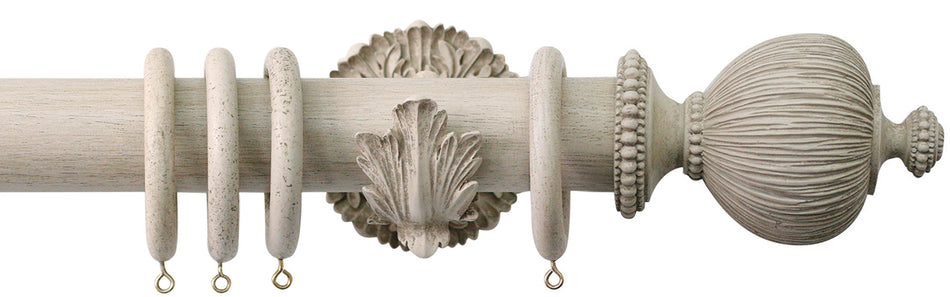 Jones Florentine 48mm Pole, Acanthus, Putty, Pleated Ball