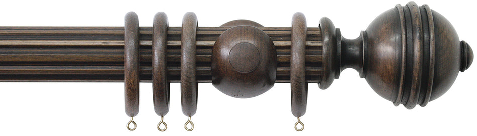 Jones Florentine 48mm Fluted Pole, Cup, Oak, Ribbed Ball